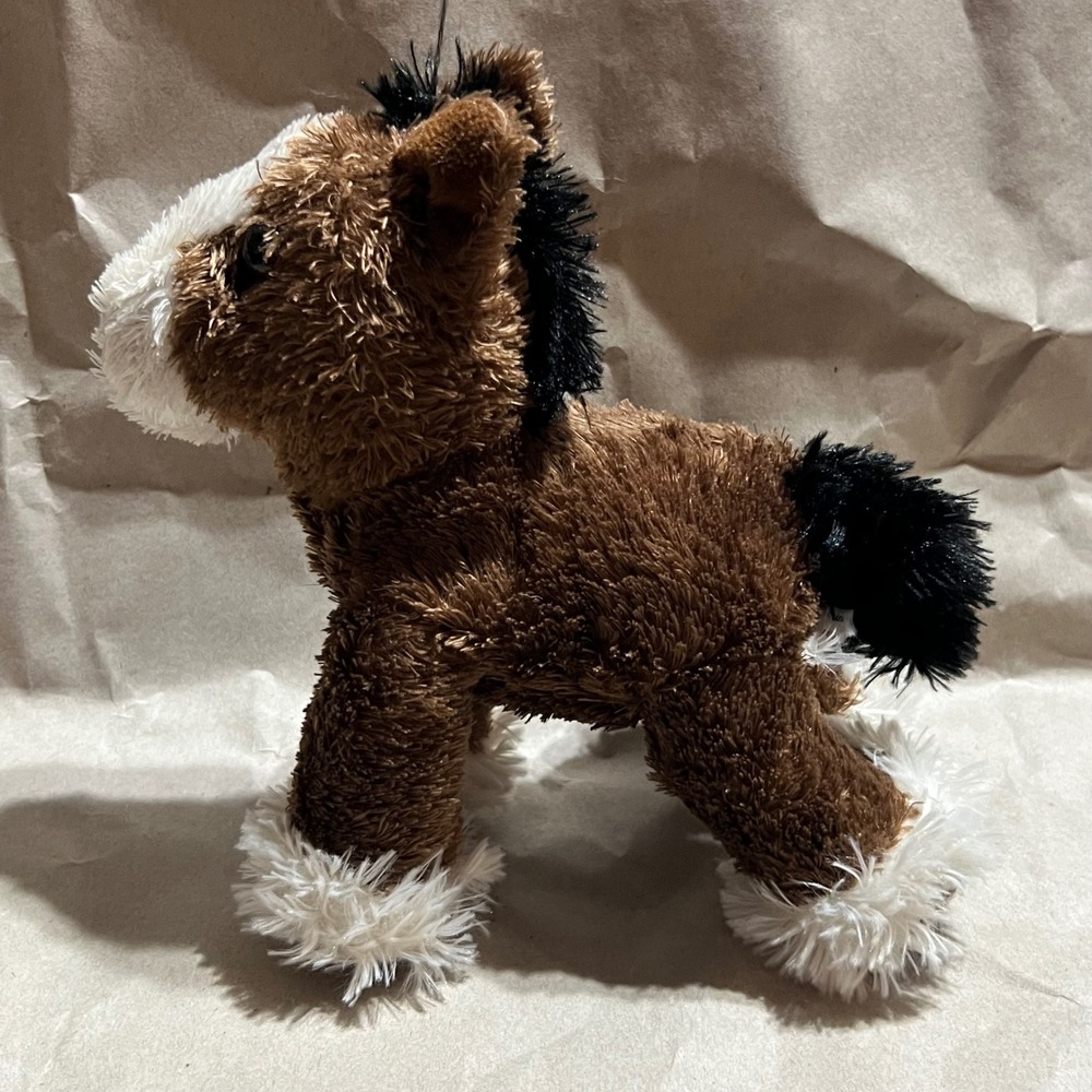 Aurora 6" Horse Plush Brown White Clydesdale Style Soft Stuffed Animal